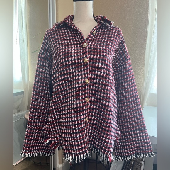 simple unique Jackets & Blazers - TWEED OVERSIZED TOP